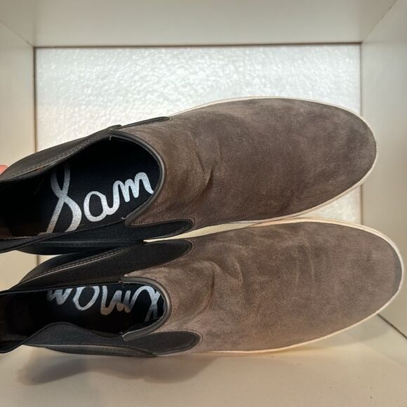 Sam Edelman Chelsea Ankle Booties Suede Gray Slip On Casual Womens High Top - Picture 9 of 12